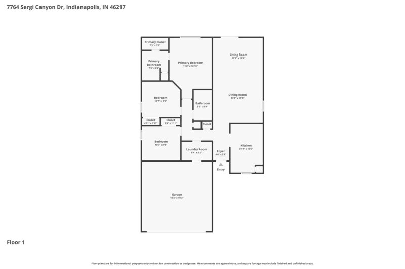1,760/Mo, 7764 Sergi Canyon Dr Indianapolis, IN 46217 Floorplan View