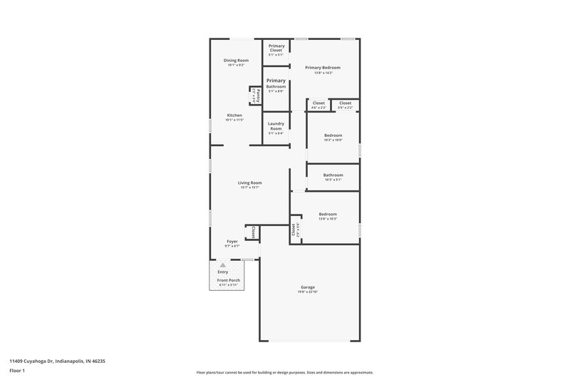 1,582/Mo, 11409 Cuyahoga Dr Indianapolis, IN 46235 Floor Plan View
