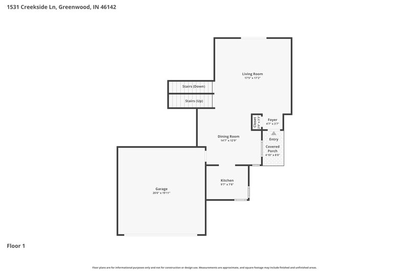 2,250/Mo, 1531 Creekside Ln Greenwood, IN 46142 Floorplan View
