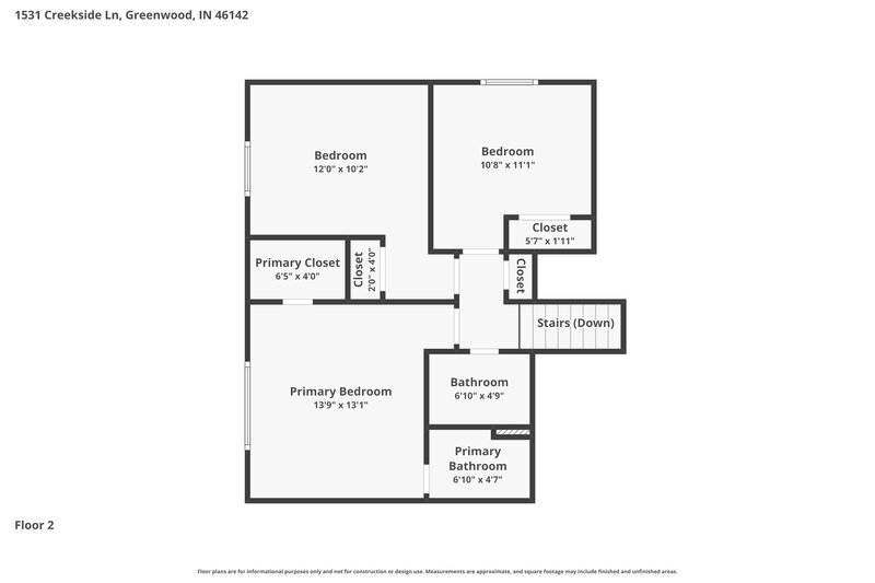 2,250/Mo, 1531 Creekside Ln Greenwood, IN 46142 Floorplan View 2