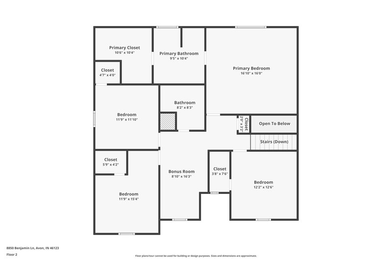 2,505/Mo, 8850 Benjamin Ln Avon, IN 46123 Floor Plan View