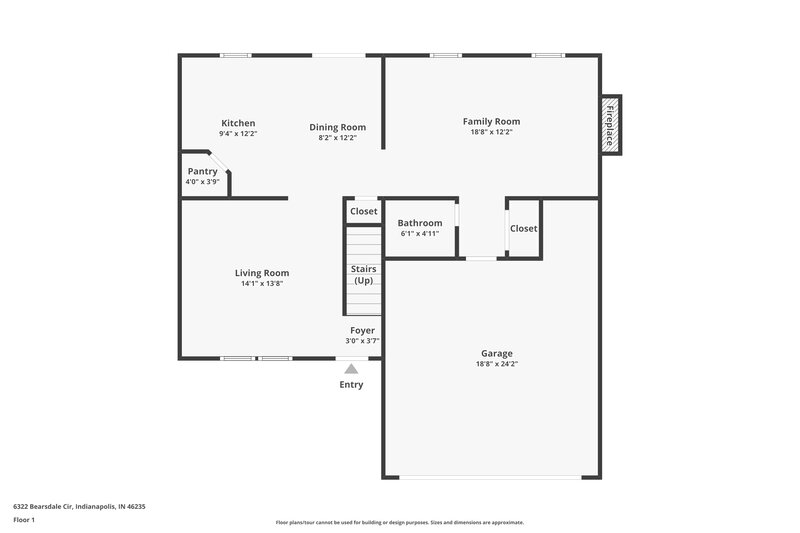 1,935/Mo, 6322 Bearsdale Cir Indianapolis, IN 46235 Floor Plan View