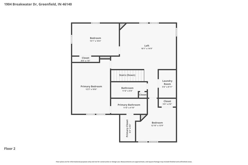 2,080/Mo, 1904 Breakwater Dr Greenfield, IN 46140 Floor Plan View 2