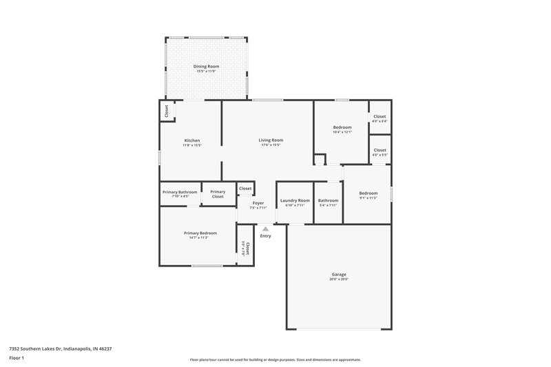 2,570/Mo, 7352 Southern Lakes Dr Indianapolis, IN 46237 Floor Plan View