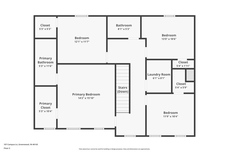 2,050/Mo, 107 Campus Ln Greenwood, IN 46143 Floorplan View 2