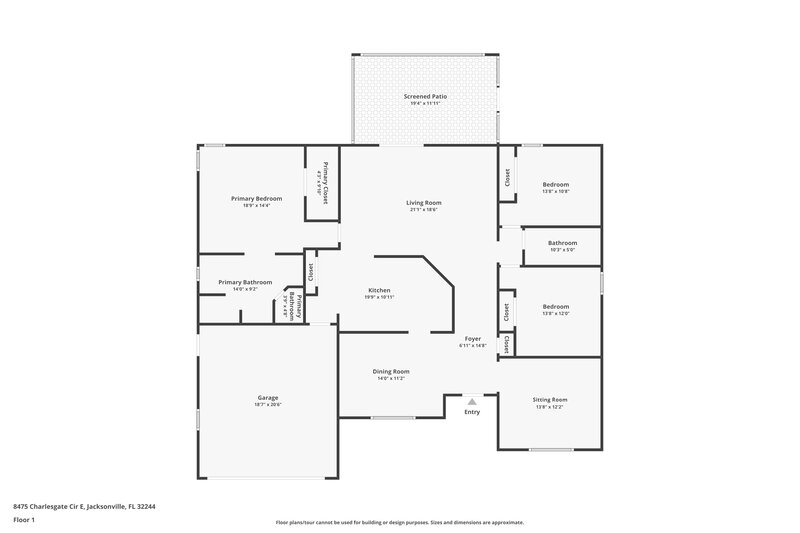1,900/Mo, 8475 Charlesgate Cir E Jacksonville, FL 32244 Floor Plan View