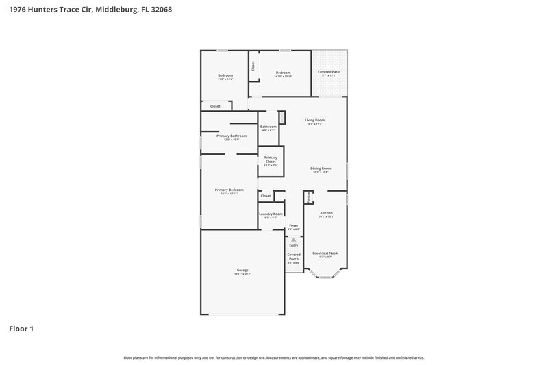 1,825/Mo, 1976 Hunters Trace Cir Middleburg, FL 32068 Floor Plan View