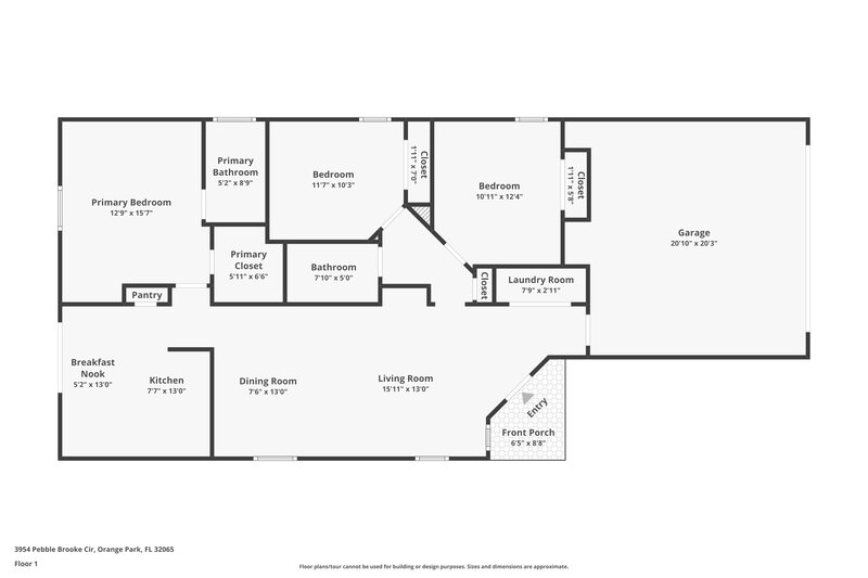 1,665/Mo, 3954 Pebble Brooke Cir Orange Park, FL 32065 Floor Plan View