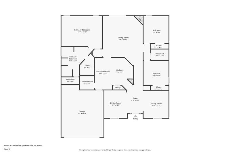 2,365/Mo, 12552 Arrowleaf Ln Jacksonville, FL 32225 Floor Plan View
