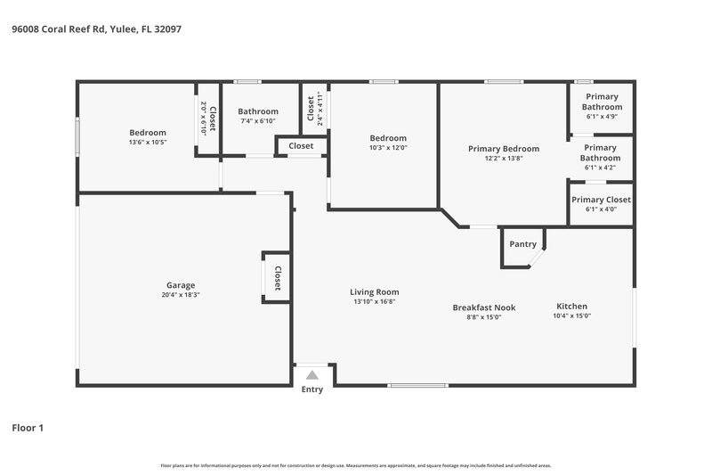 1,875/Mo, 96008 Coral Reef Rd Yulee, FL 32097 Floor Plan View