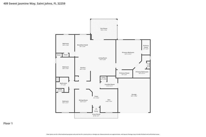 2,675/Mo, 409 Sweet Jasmine Way Saint Johns, FL 32259 Floor Plan View