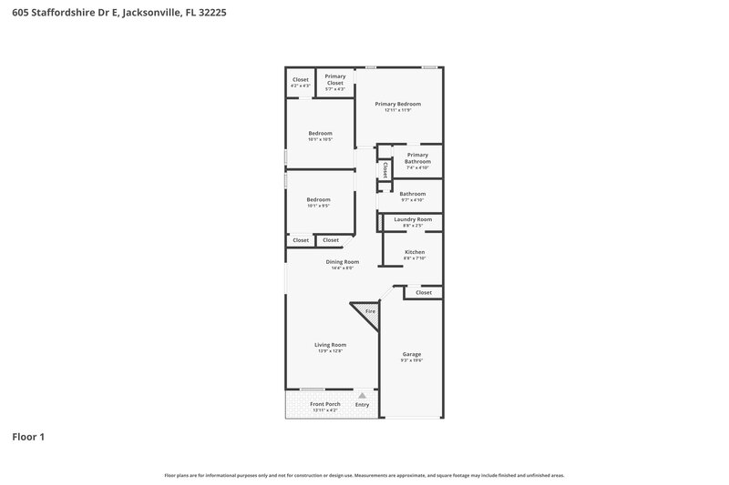 1,825/Mo, 605 Staffordshire Dr E Jacksonville, FL 32225 Floor Plan View