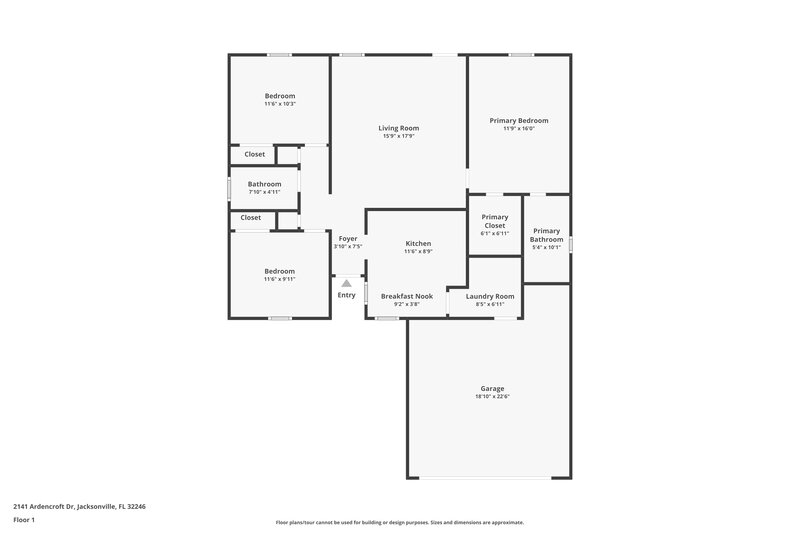 1,945/Mo, 2141 Ardencroft Dr Jacksonville, FL 32246 Floor Plan View