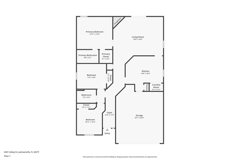 2,300/Mo, 3341 Volley Dr Jacksonville, FL 32277 Floor Plan View