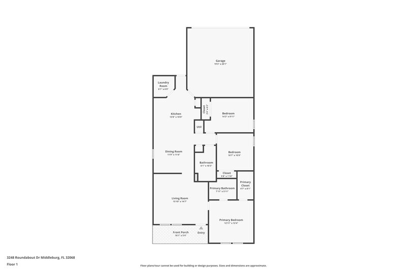 1,615/Mo, 3248 Roundabout Dr Middleburg, FL 32068 Floor Plan View