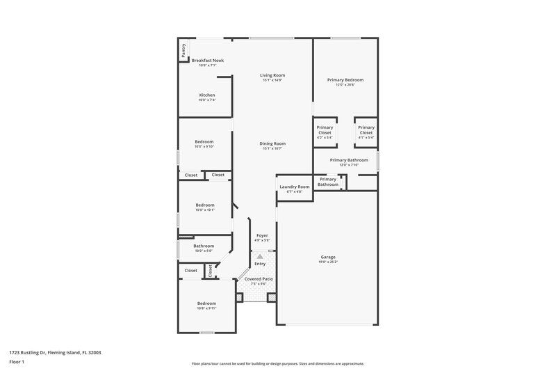 2,150/Mo, 1723 Rustling Dr Fleming Island, FL 32003 Floor Plan View