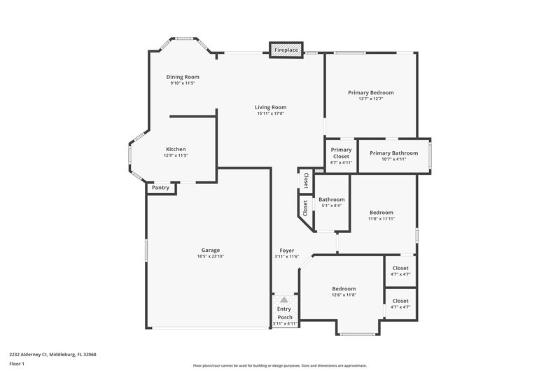 2,300/Mo, 2232 Alderney Ct Middleburg, FL 32068 Floor Plan View