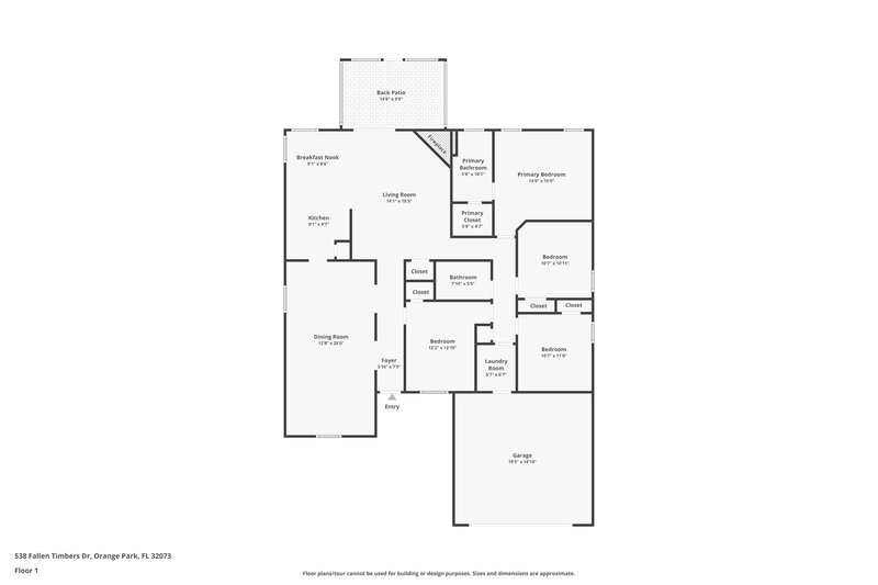 1,985/Mo, 538 Fallen Timbers Dr Orange Park, FL 32073 Floor Plan View