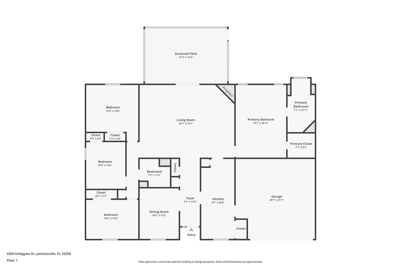 2,940/Mo, 4359 Hollygate Dr Jacksonville, FL 32258 Floor Plan View