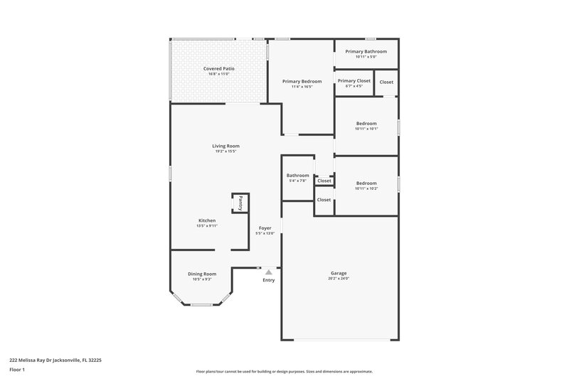 1,895/Mo, 222 Melissa Ray Dr Jacksonville, FL 32225 Floorplan View