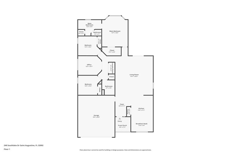 1,895/Mo, 248 Southlake Dr St Augustine, FL 32092 Floor Plan View