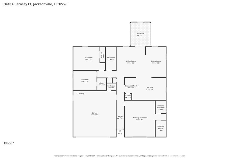 1,990/Mo, 3410 Guernsey Ct Jacksonville, FL 32226 Floor Plan View