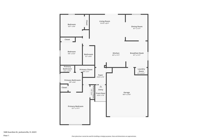 1,650/Mo, 1608 Guardian Dr Jacksonville, FL 32221 Floor Plan View