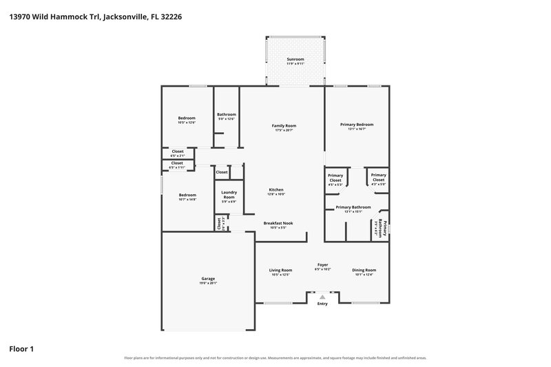 2,065/Mo, 13970 Wild Hammock Trl Jacksonville, FL 32226 Floor Plan View