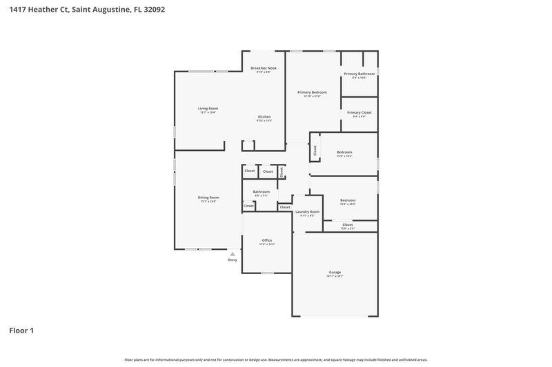 2,500/Mo, 1417 Heather Ct St Augustine, FL 32092 Floor Plan View