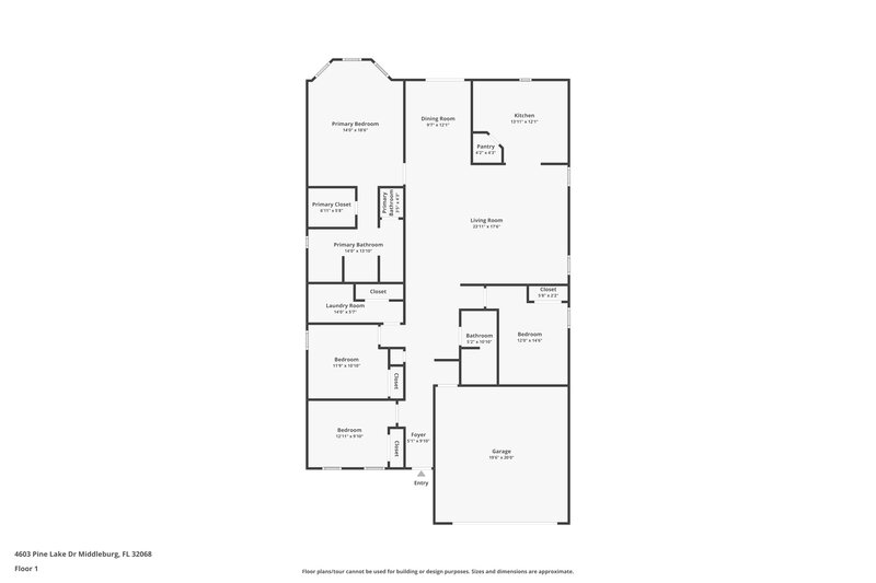 1,930/Mo, 4603 Pine Lake Dr Middleburg, FL 32068 Floor Plan View