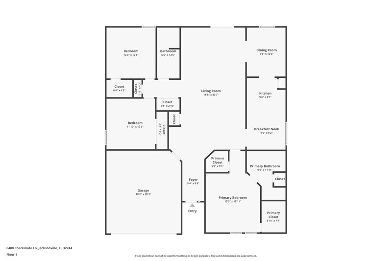 1,660/Mo, 6408 Checkmate Ln Jacksonville, FL 32244 Floor Plan View