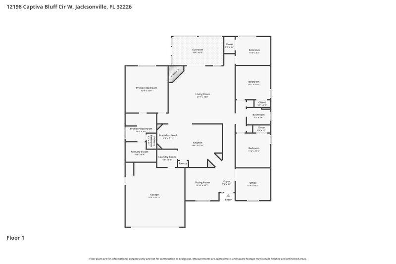 2,445/Mo, 12198 Captiva Bluff Cir W Jacksonville, FL 32226 Floor Plan View