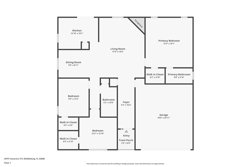 2,070/Mo, 2979 Tuscarora Trl Middleburg, FL 32068 Floor Plan View