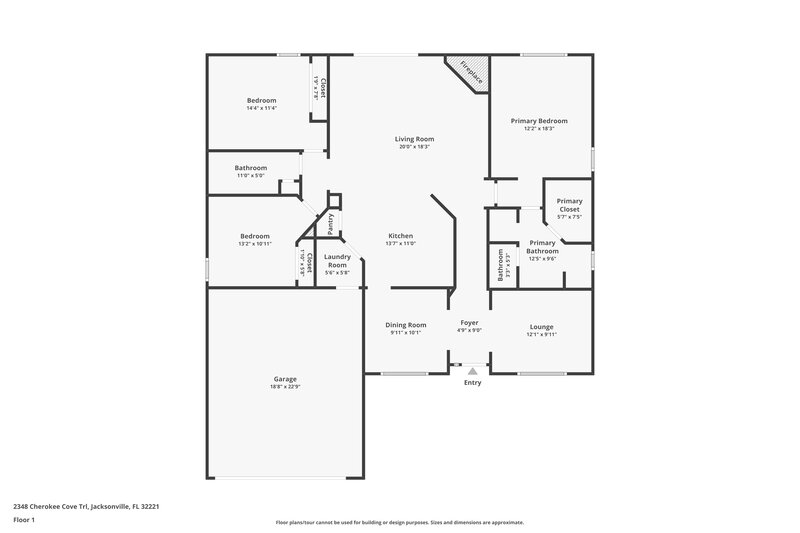 1,855/Mo, 2348 Cherokee Cove Trl Jacksonville, FL 32221 Floor Plan View