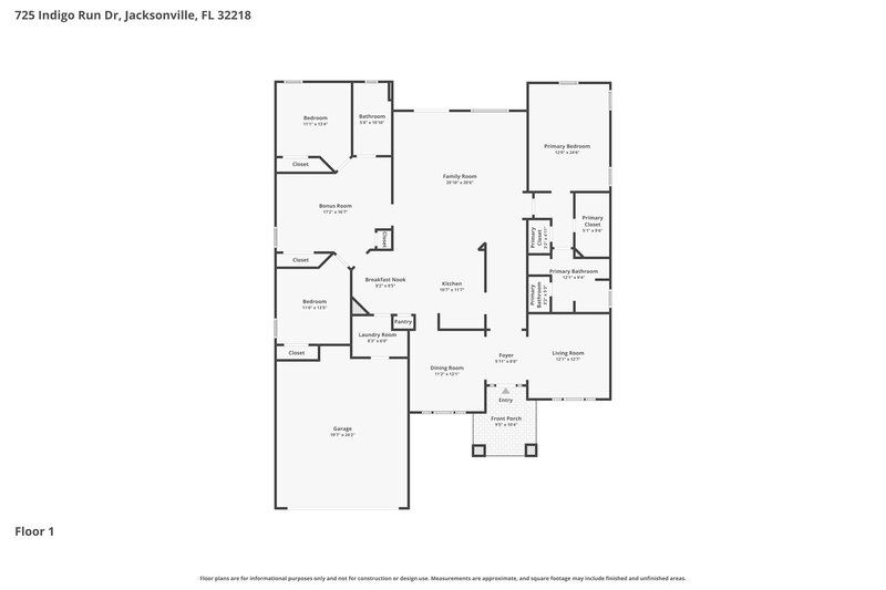 2,180/Mo, 725 Indigo Run Dr Jacksonville, FL 32218 Floor Plan View