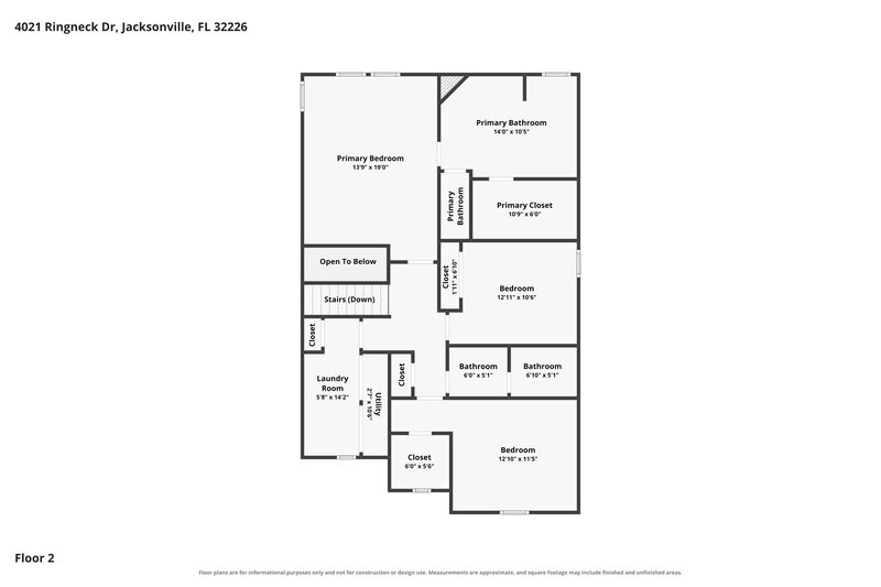 2,365/Mo, 4021 Ringneck Dr Jacksonville, FL 32226 Floor Plan View 2