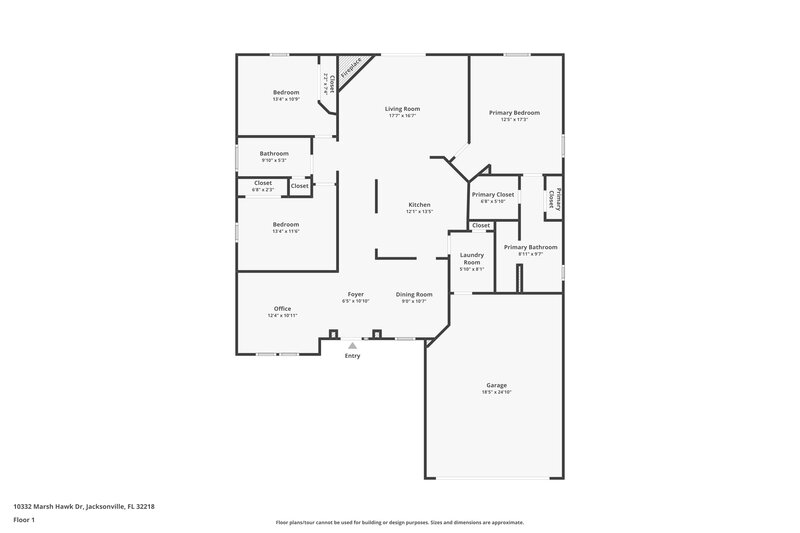 1,860/Mo, 10332 Marsh Hawk Dr Jacksonville, FL 32218 Floor Plan View