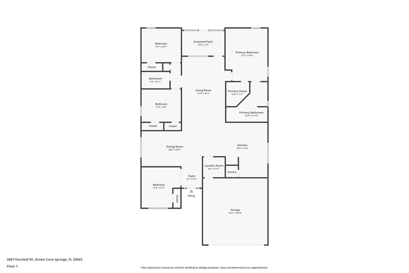 2,025/Mo, 2667 Fernleaf Dr Green Cove Springs, FL 32043 Floor Plan View