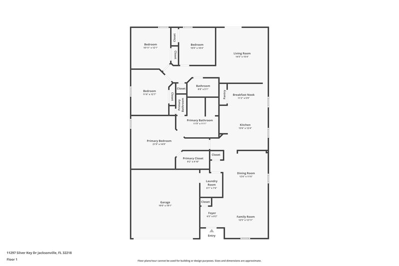 1,800/Mo, 11297 Silver Key Dr Jacksonville, FL 32218 Floor Plan View