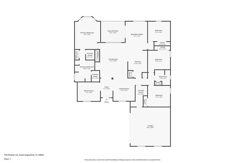 2,470/Mo, 744 Flowers St St Augustine, FL 32092 Floor Plan View