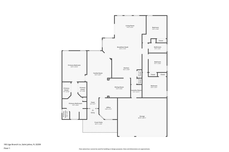 2,795/Mo, 195 Lige Branch Ln Saint Johns, FL 32259 Floorplan View