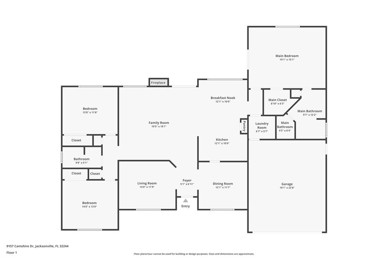 1,990/Mo, 9157 Camshire Dr Jacksonville, FL 32244 Floor Plan View