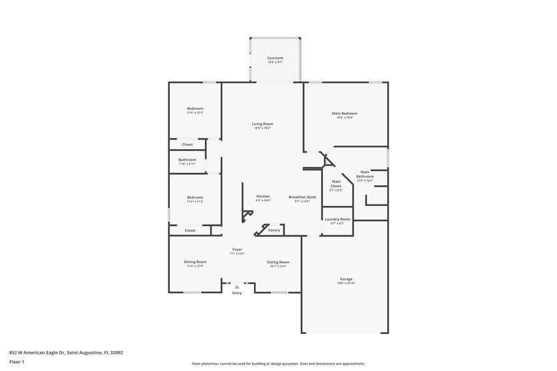 2,245/Mo, 852 W American Eagle Dr St Augustine, FL 32092 Floor Plan View