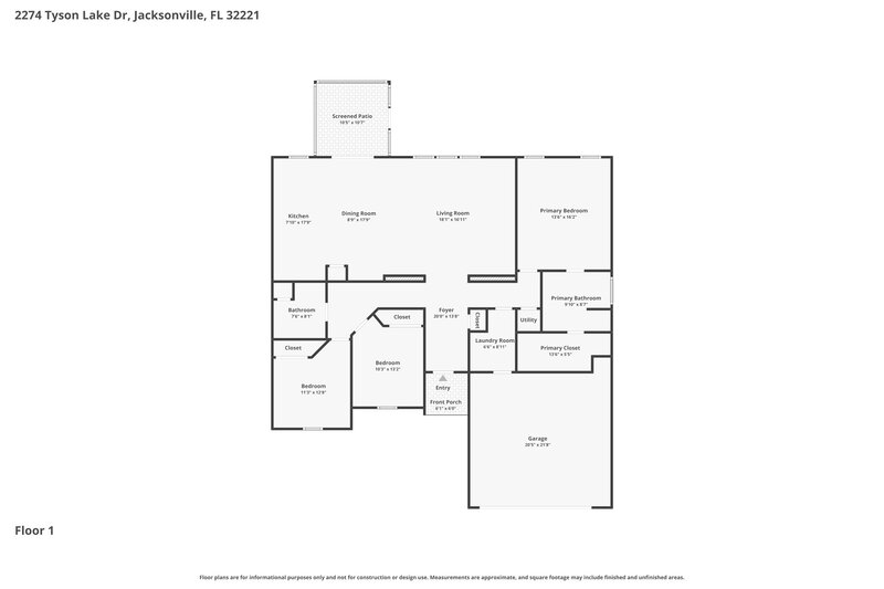 1,985/Mo, 2274 Tyson Lake Dr Jacksonville, FL 32221 Floor Plan View