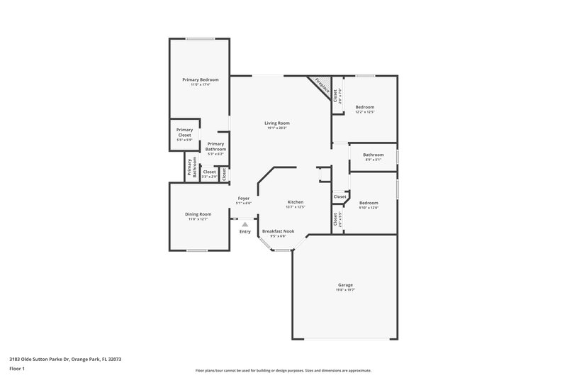1,840/Mo, 3183 Olde Sutton Parke Dr Orange Park, FL 32073 Floor Plan View
