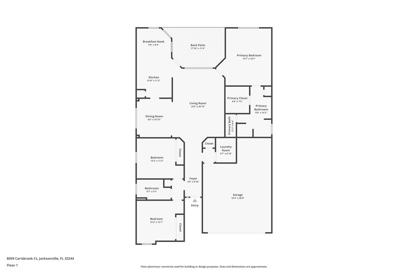 1,720/Mo, 8059 Carisbrook Ct Jacksonville, FL 32244 Floor Plan View
