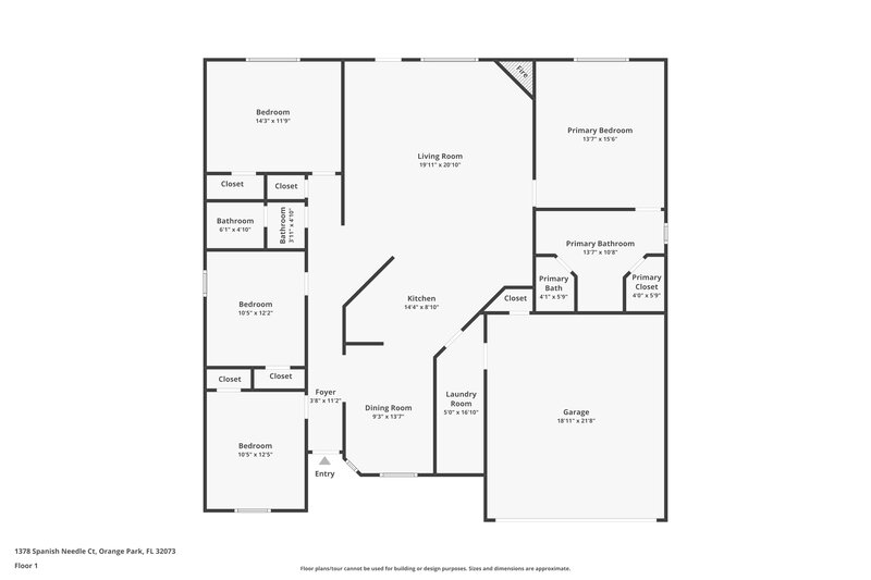 2,315/Mo, 1379 Spanish Needle Ct Orange Park, FL 32073 Floor Plan View