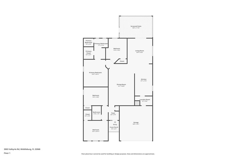 1,865/Mo, 3003 Valkyrie Rd Middleburg, FL 32068 Floor Plan View
