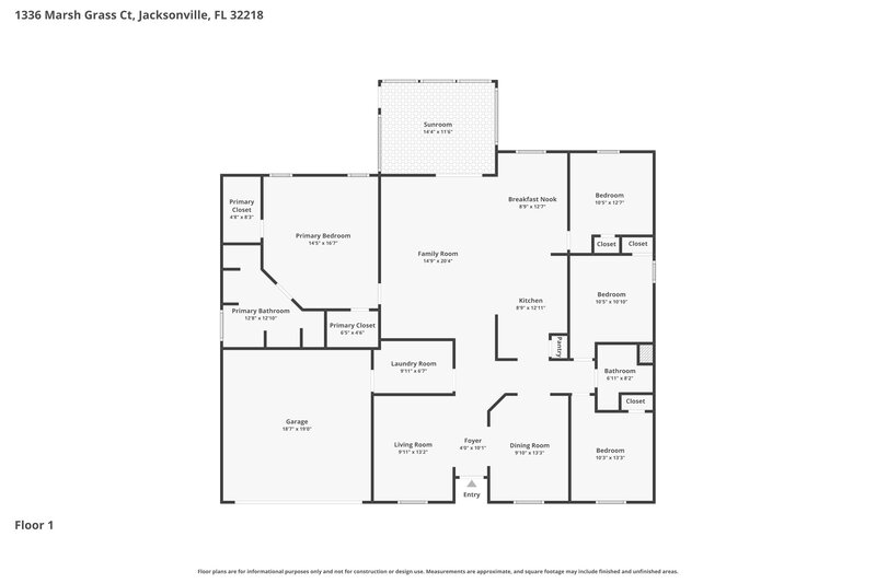2,295/Mo, 1336 Marsh Grass Ct Jacksonville, FL 32218 Floor Plan View