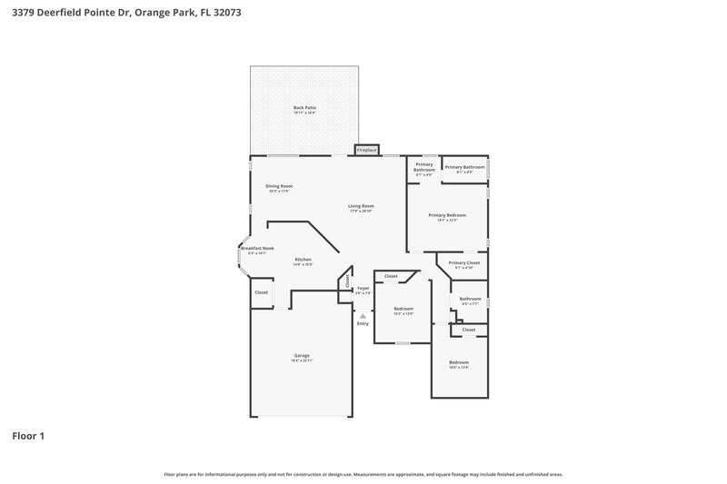 1,810/Mo, 3379 Deerfield Pointe Dr Orange Park, FL 32073 Floor Plan View